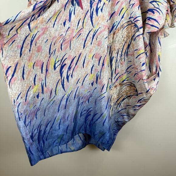 Tsumori Chisato Silk Dress Womens 3 US Large Multicolor Wings Artsy Art to Wear - Picture 5 of 10